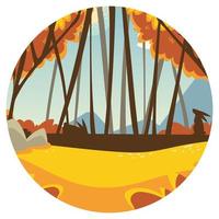 forest trees and grass vector