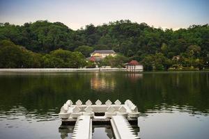 Temple of the Sacred Tooth Relic by Kandy lake in Sri Lanka photo