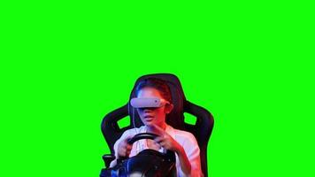 flicka som spelar videospel i virtuell enhet