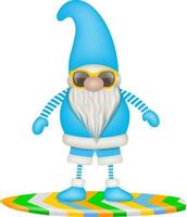 funny gnome on a surfboard vector