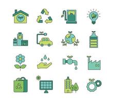 green energy symbol icon. Simple outline style design set. vector