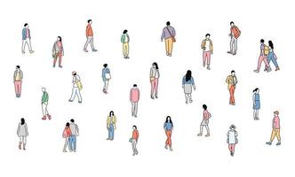 Lots of people on the street. Small and simple character. hand drawn style vector design illustrations.