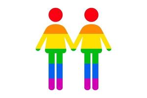 Rainbow flag lgbt couple holding hands isolated on white background vector