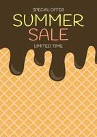 Fondo de venta de verano de helado de textura de oblea. ilustración vectorial vector