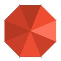 Red beach umbrella icon isolated on white. Vector illustration