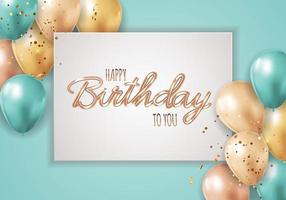 Happy Party Birthday Background with Realistic Balloons and Frame. Vector Illustration