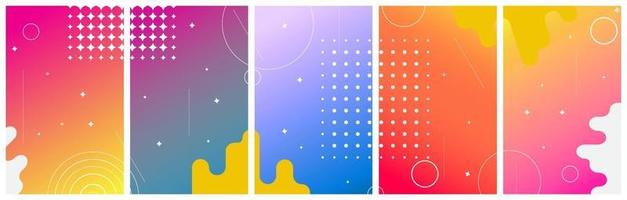 Set of Colorful abstract background with circles for stories, social networks. Vector Illustration