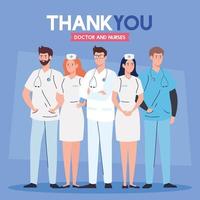 thank you doctors and nurses working in hospitals, fighting the coronavirus covid 19 vector