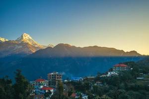 Scenery of Nepal near Ghorepani village with Fishtail Peak photo