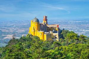 Pena Palace on the top of hill in Sintra, Portugal