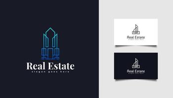 Modern Real Estate Logo in Line Style. Construction, Architecture or Building Logo Design Template vector