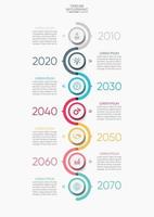 Iconos infográficos de la línea de tiempo de visualización de datos comerciales diseñados para la plantilla de fondo abstracto vector