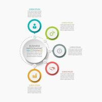 Iconos de infografía de línea de tiempo de círculo empresarial diseñados para plantilla de fondo abstracto vector