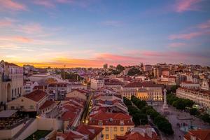 Skyline of Lisbon at dusk in Portugal photo