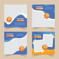 Vacation Social Media Post Template Set vector