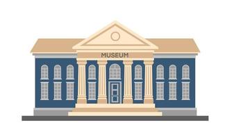 vector ilustración plana colorida exterior del edificio del museo con título y columnas aisladas sobre fondo blanco. edificio del gobierno público de la arquitectura de la ciudad. museo de arte de pintura moderna