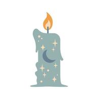 Luz de velas boho mágico vintage con estrellas y luna aislado sobre fondo blanco. vector ilustración plana. diseño para carta de tarot, nochebuena, impresión de astrología