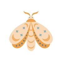 Hand drawn moth isolated on white background. Boho butterfly vector illustration. Mystery symbols. Design for birthday, party, clothing prints, greeting cards.
