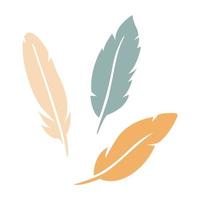 plumas, de, pájaro, icono, conjunto, en, silueta, aislado, blanco, fondo., colección boho, plano, logotipo, vector, illustration. diseño de plantilla para tarjeta de felicitación, invitación, banner. vector