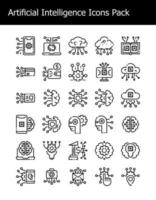 set of artificial intelligence technology icons pack simple line vector