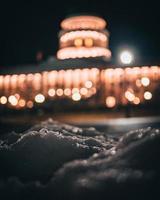 Close-up of snow in Utah at night photo