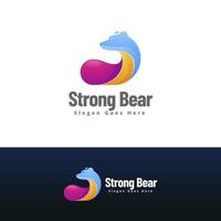 strong bear logo design template vector