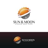 plantilla de logotipo de sol y luna vector