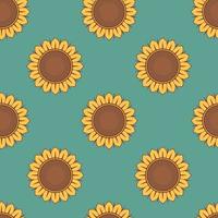 Seamless pattern with sunflowers on blue background vector