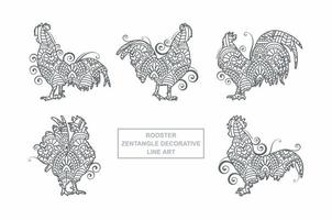 Rooster Mandala Vector. Vintage decorative elements. Oriental pattern, vector illustration.