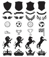 Soccer set of black emblems, badges, labels or logo templates Creation Kit vector