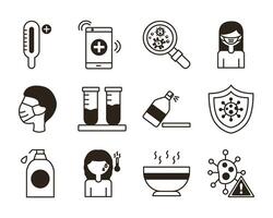 bundle of covid19 set icons vector