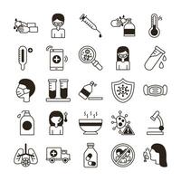bundle of covid19 set icons vector