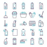 bundle of desinfectants set icons vector