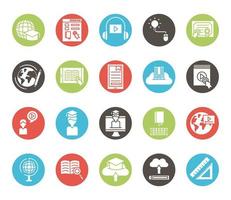 bundle of education online set icons vector