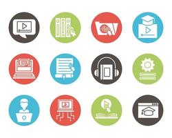 bundle of education online set icons vector