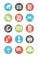 bundle of education online set icons vector