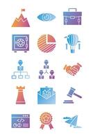 start up and business set icons vector