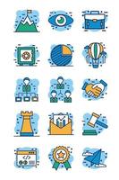 start up and business set icons vector