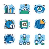 start up and business set icons vector