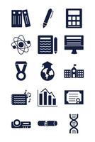 bundle of schoolsilhouette style set icons vector