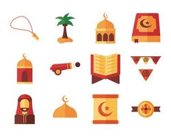 bundle of ramadan kareem set icons vector