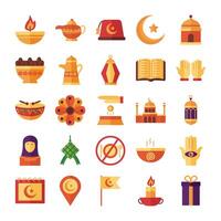 bundle of ramadan kareem set icons vector