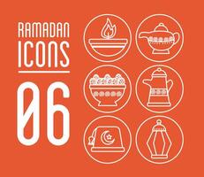 bundle of ramadan kareem set icons vector