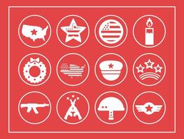 bundle of memorial set icons vector