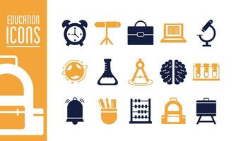 bundle of schoolsilhouette style set icons vector