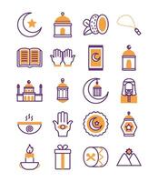 bundle of ramadan kareem set icons vector