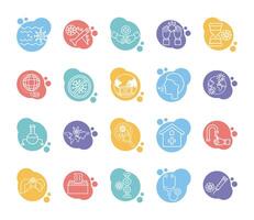 bundle of covid19 set icons vector