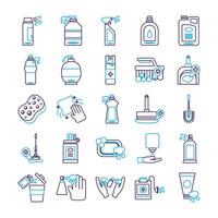 bundle of desinfectants set icons vector