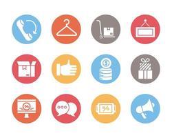 bundle of commercial set icons vector