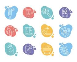 bundle of covid19 set icons vector